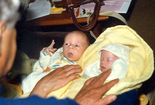 Sean and I at 3 weeks (?) old